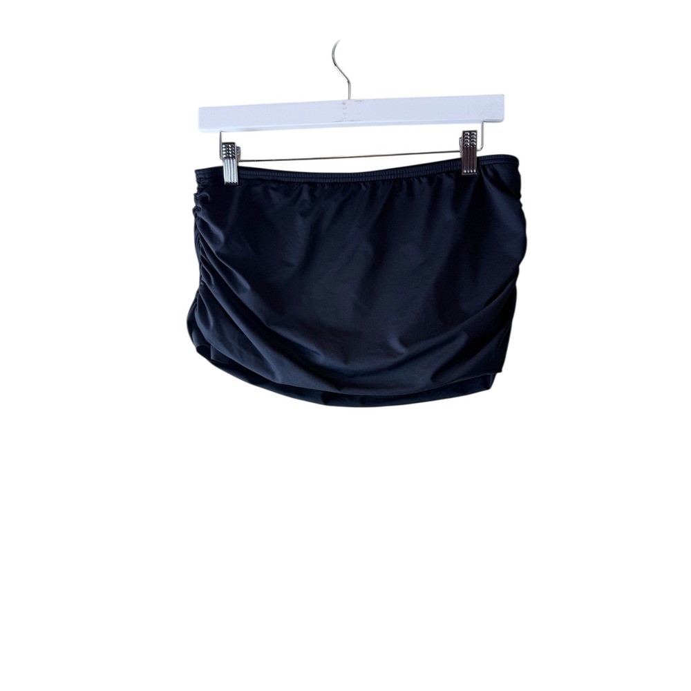 Lands End‎ Womens Black Ruched Side Swim Skirt Built-in Brief Size 10